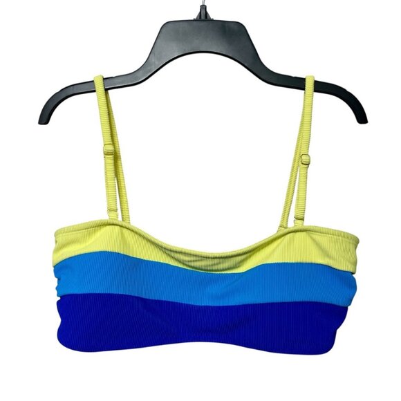 New Beach Riot Kay Bikini Top In Blue Greek Size L - Picture 4 of 8